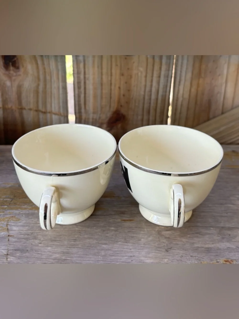 Vintage Taylor Smith & Taylor China USA Silhouette Pattern 2 Tea Cups 2 Saucers